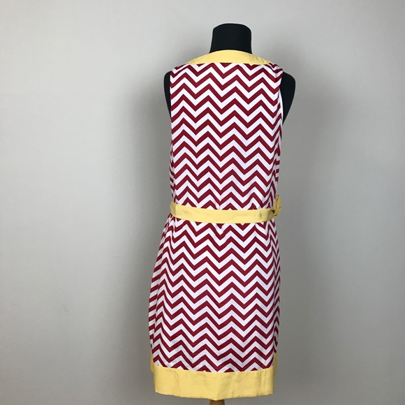MUD PIE chevron print red white midi Small - Picture 5 of 8